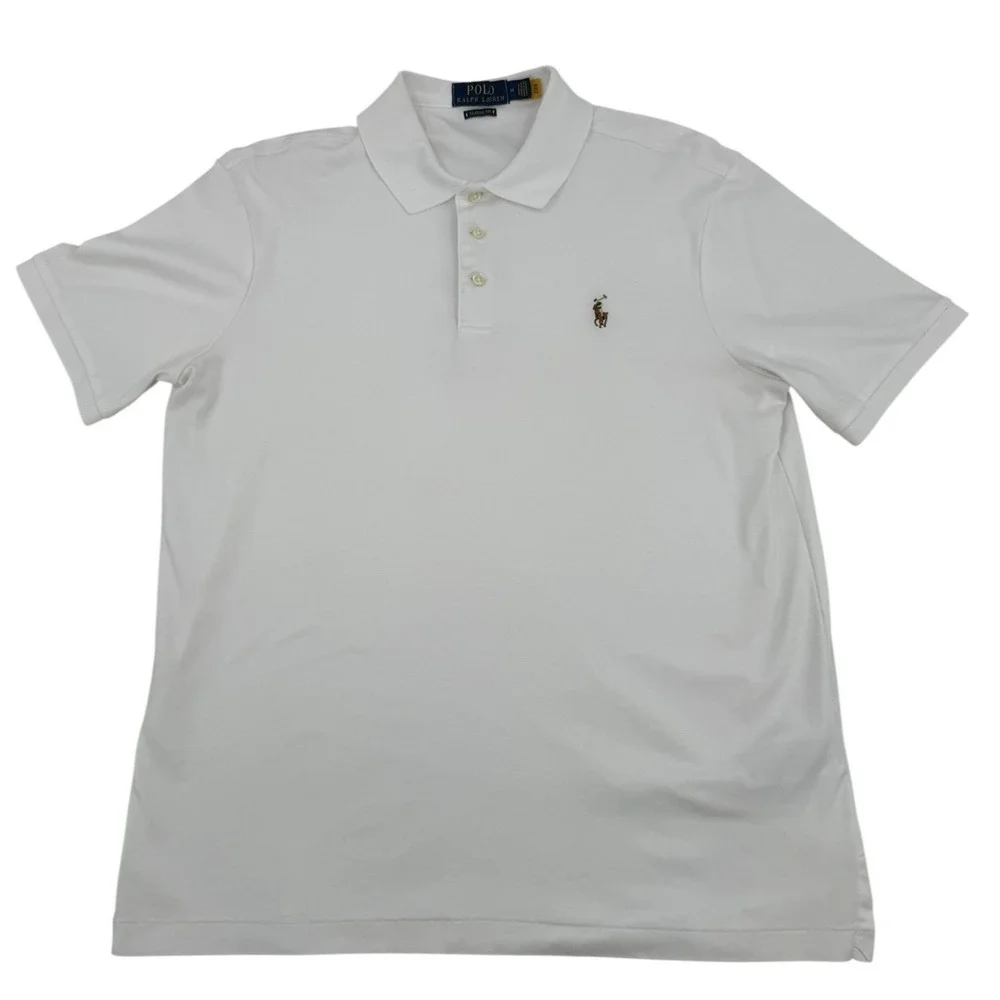 Polo Ralph Lauren Polo Shirt Mens Medium White Excellent Classic Fit Cotton
